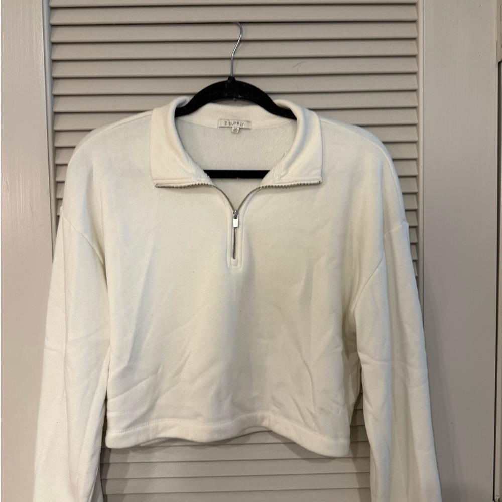 Z Supply Cream Quarter-Zip Sweatshirt
